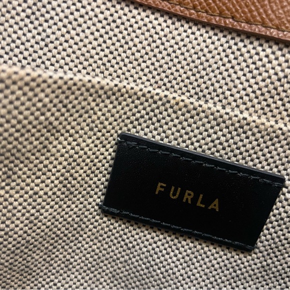 Furla Piped Trim Woven Textile Tote - Picture 13 of 13